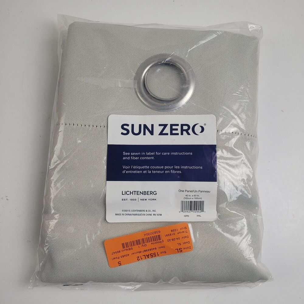 NEW Sun Zero 40 x 63 Grommet One curtain panel 'Pearl' #CT17